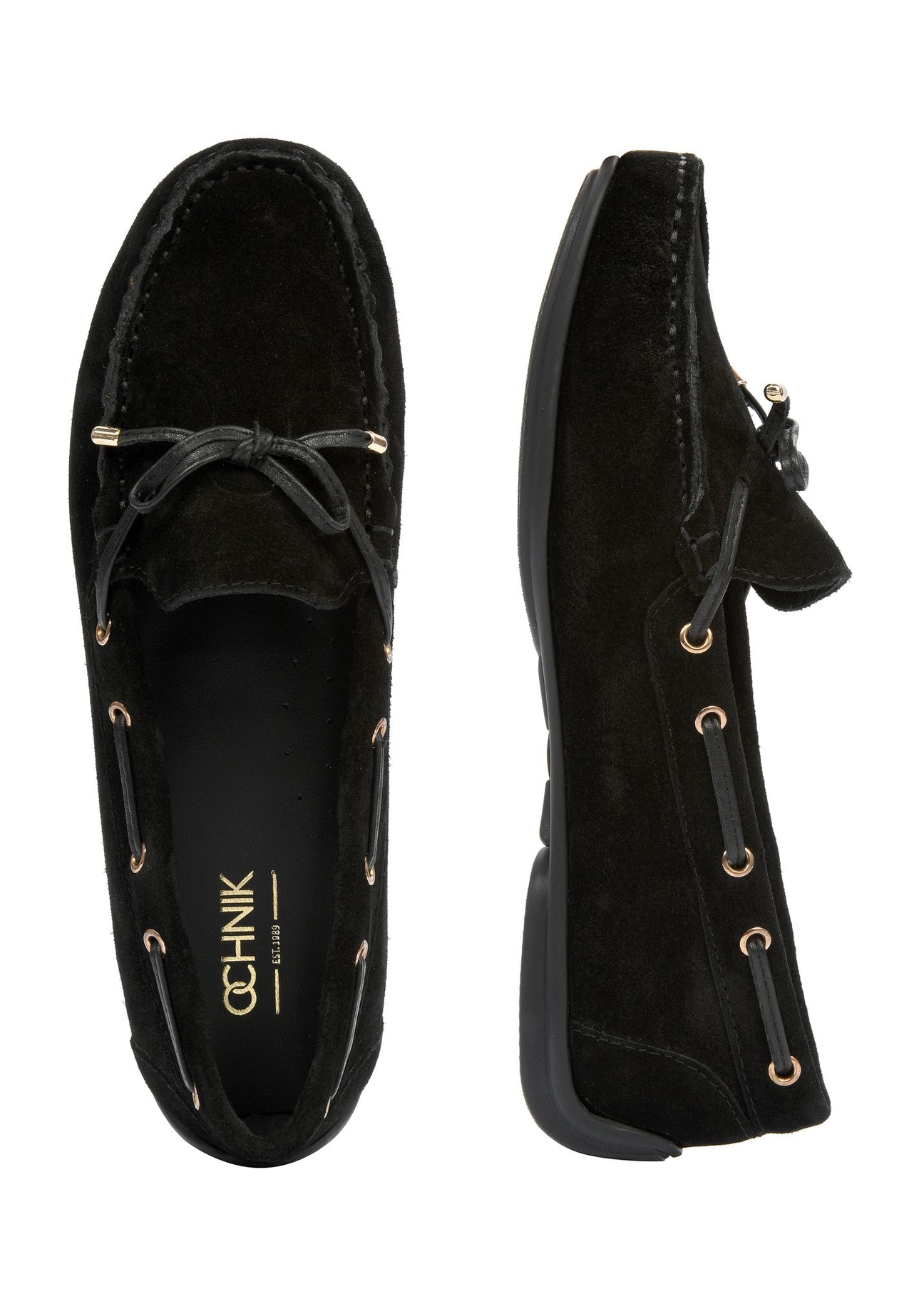 Czarne mokasyny damskie BUTYD-1053A-99(W25)-06
