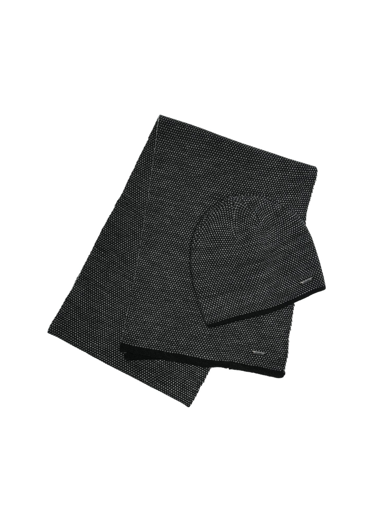 Czarny zestaw męski z czapką i szalikiem ZESTM-0006-98(Z25)