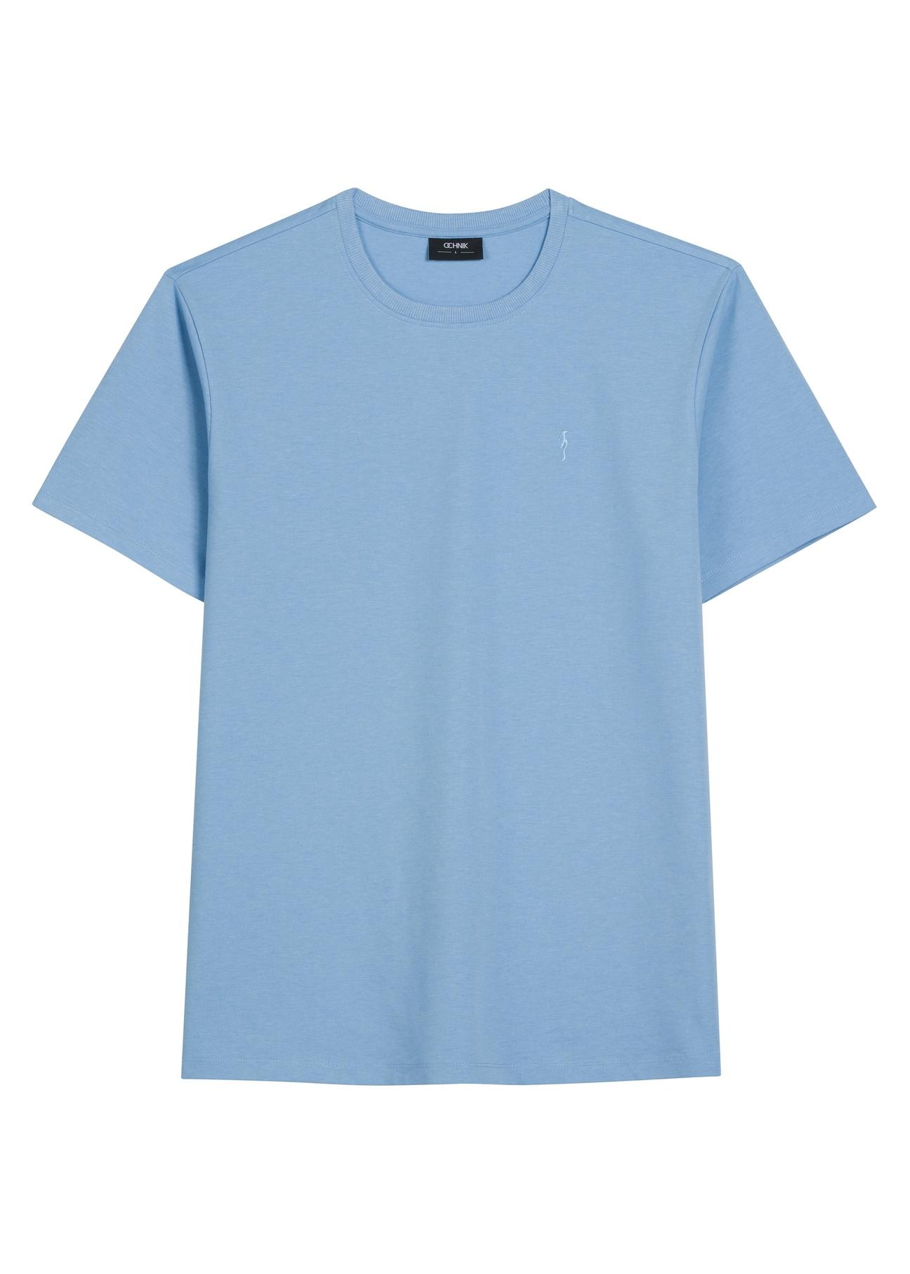 Niebieski T-shirt męski TSHMT-0120-7B(W26), widok produktu z przodu na białym tle.