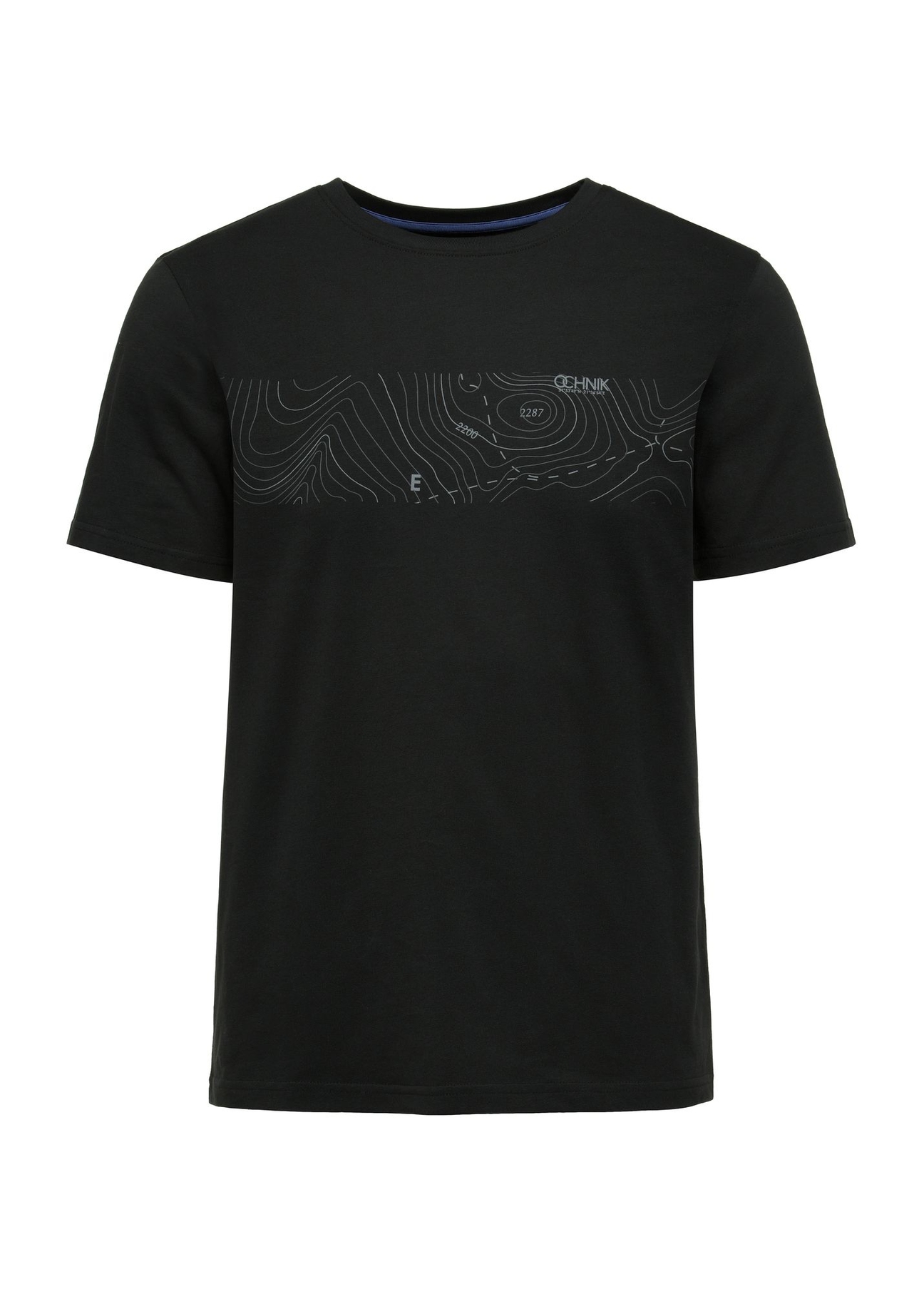 Czarny t-shirt męski z nadrukiem TSHMT-0126-99(W25)-01