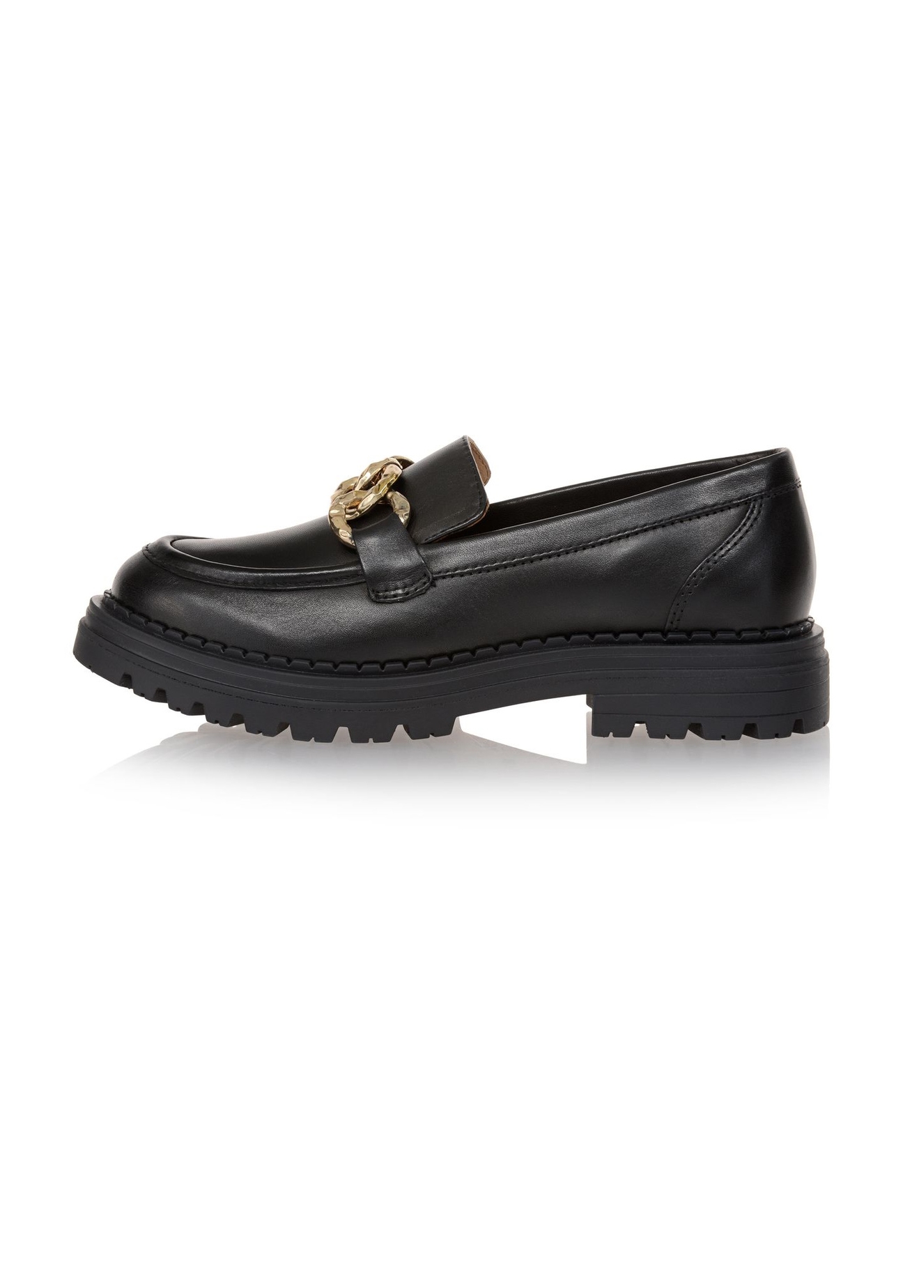 Skórzane loafersy damskie z łańcuchem BUTYD-1014-99(Z25)