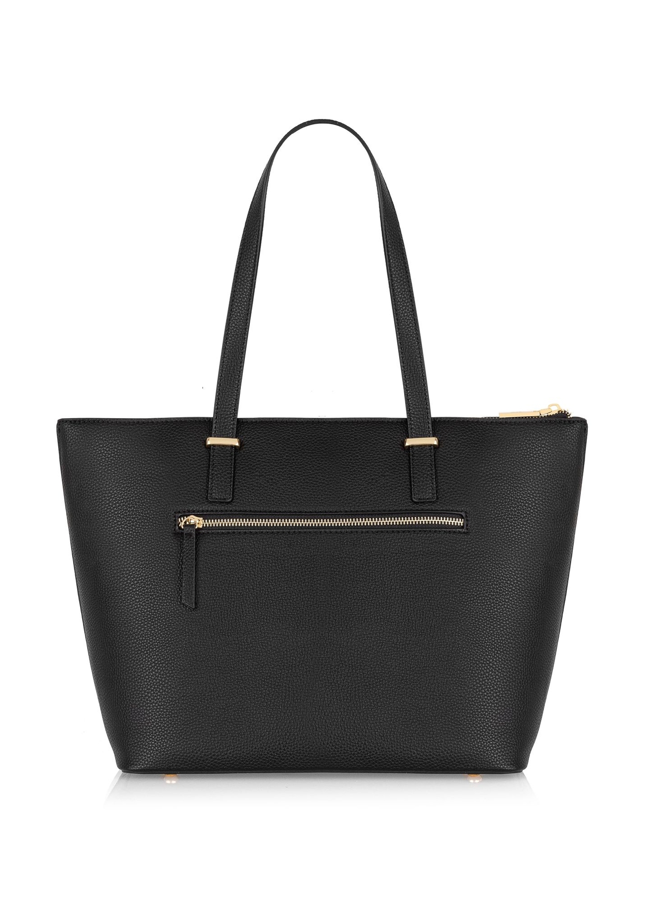 Czarna torebka shopper damska TOREC-0953A-99(Z25), widok produktu od tyłu na białym tle.
