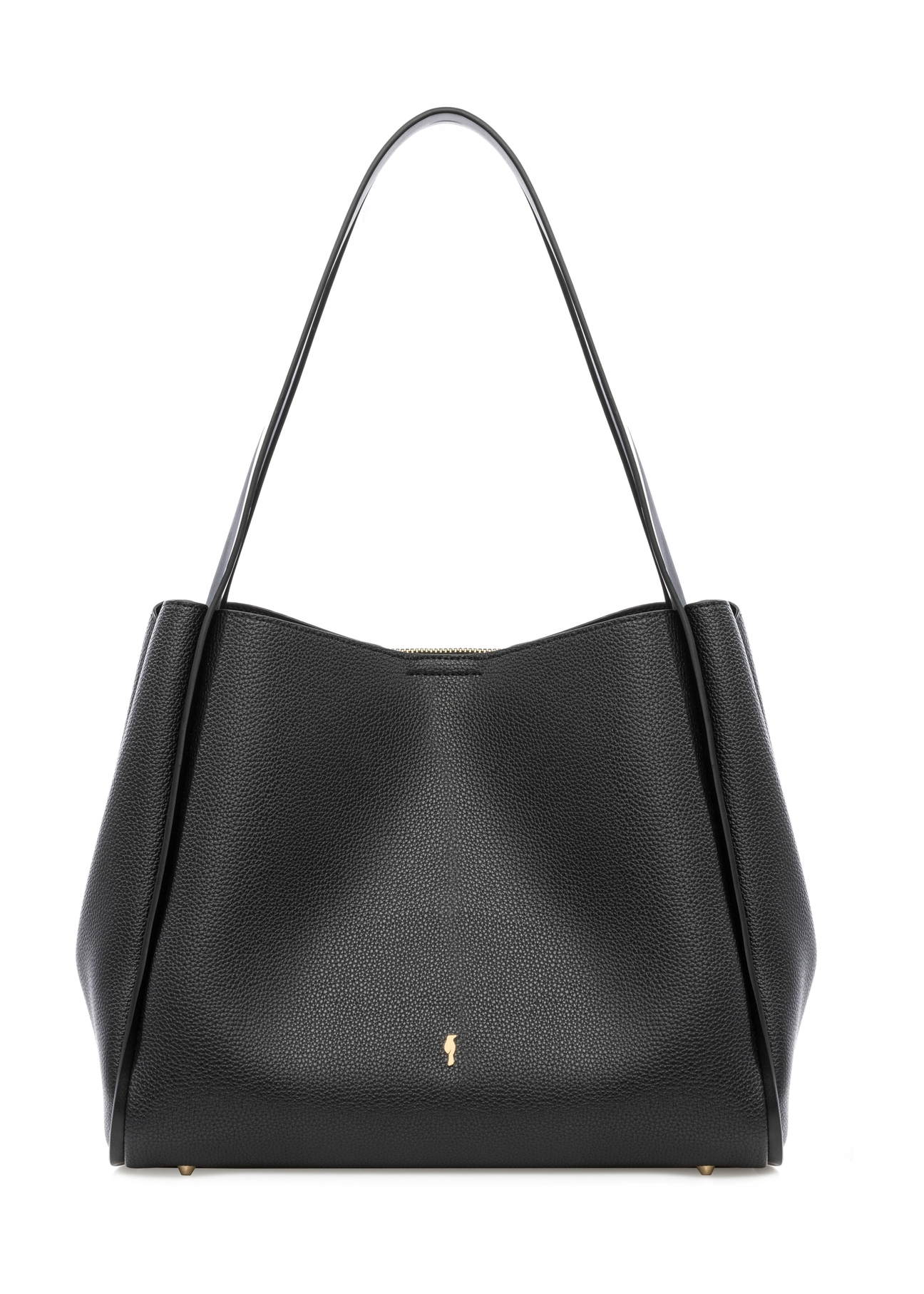 Czarna torebka shopper damska TOREC-1183-99(W26) - widok produktu z przodu, na białym tle. 