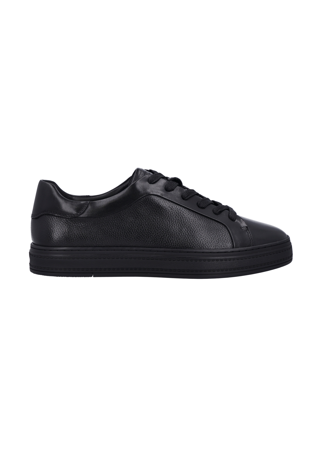 Czarne skórzane buty sportowe męskie BUTYM-0571-99(Z26), widok produktu z boku na jasnym tle.
