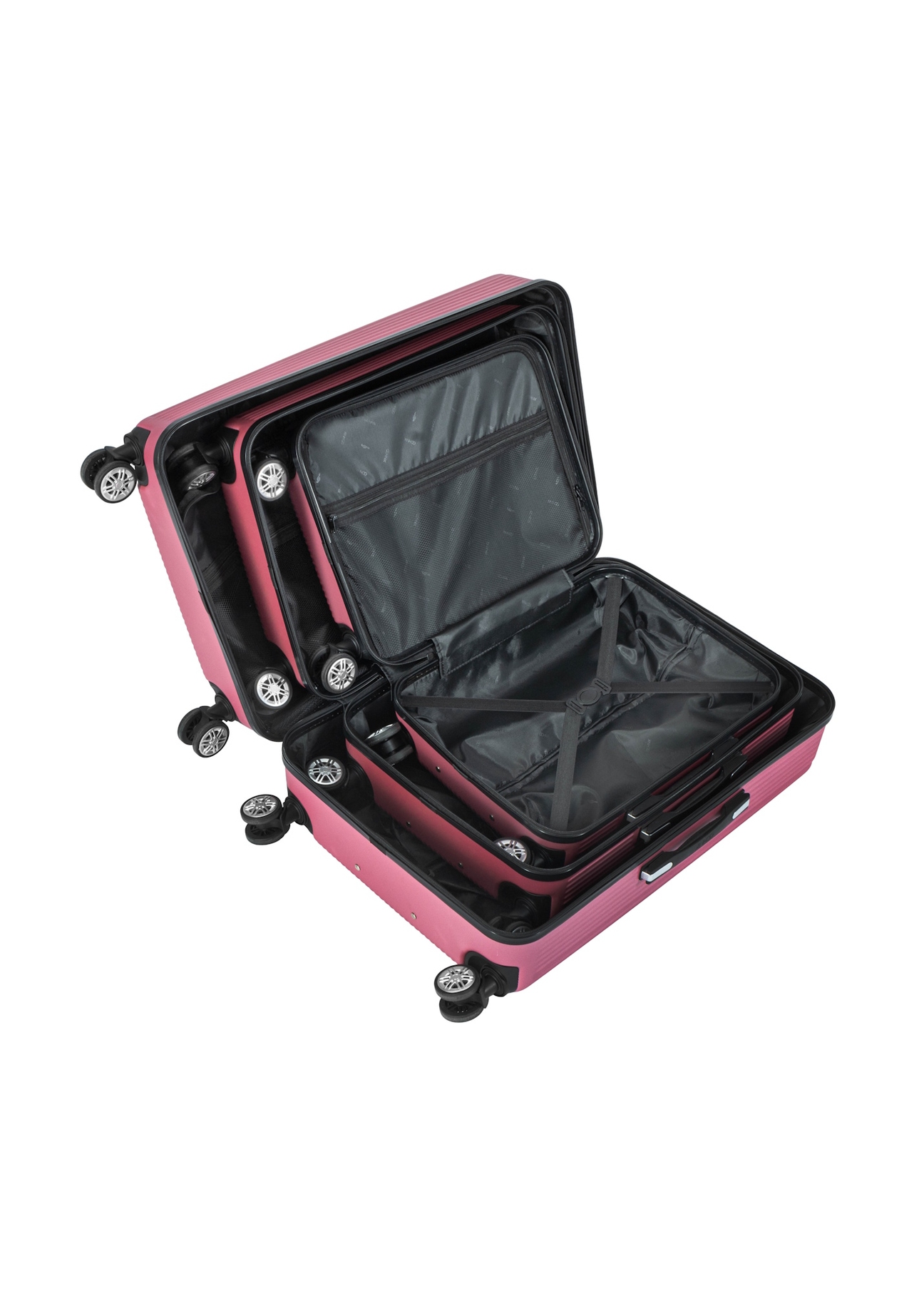 Komplet walizek twardych na kółkach 19"/24"/29" WALAB-0053-5C(W26), widok produktów w środku na białym tle.