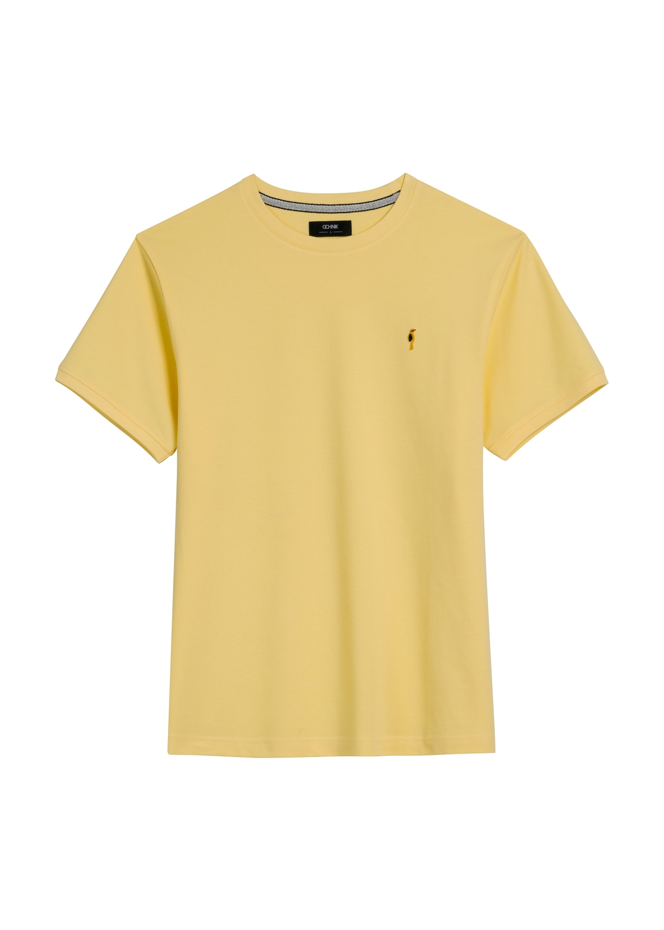Żółty bawełniany t-shirt męski TSHMT-0136-2B(W26) - widok produktu z przodu, na białym tle. 