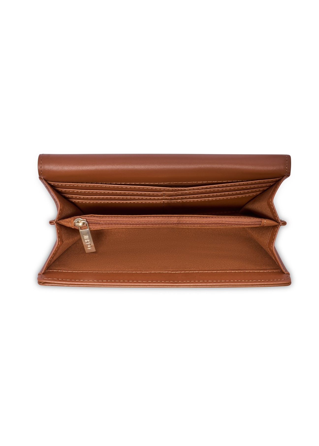 Duży beżowy portfel damski POREC-0432-0P(W26) - widok produktu z góry, na białym tle.