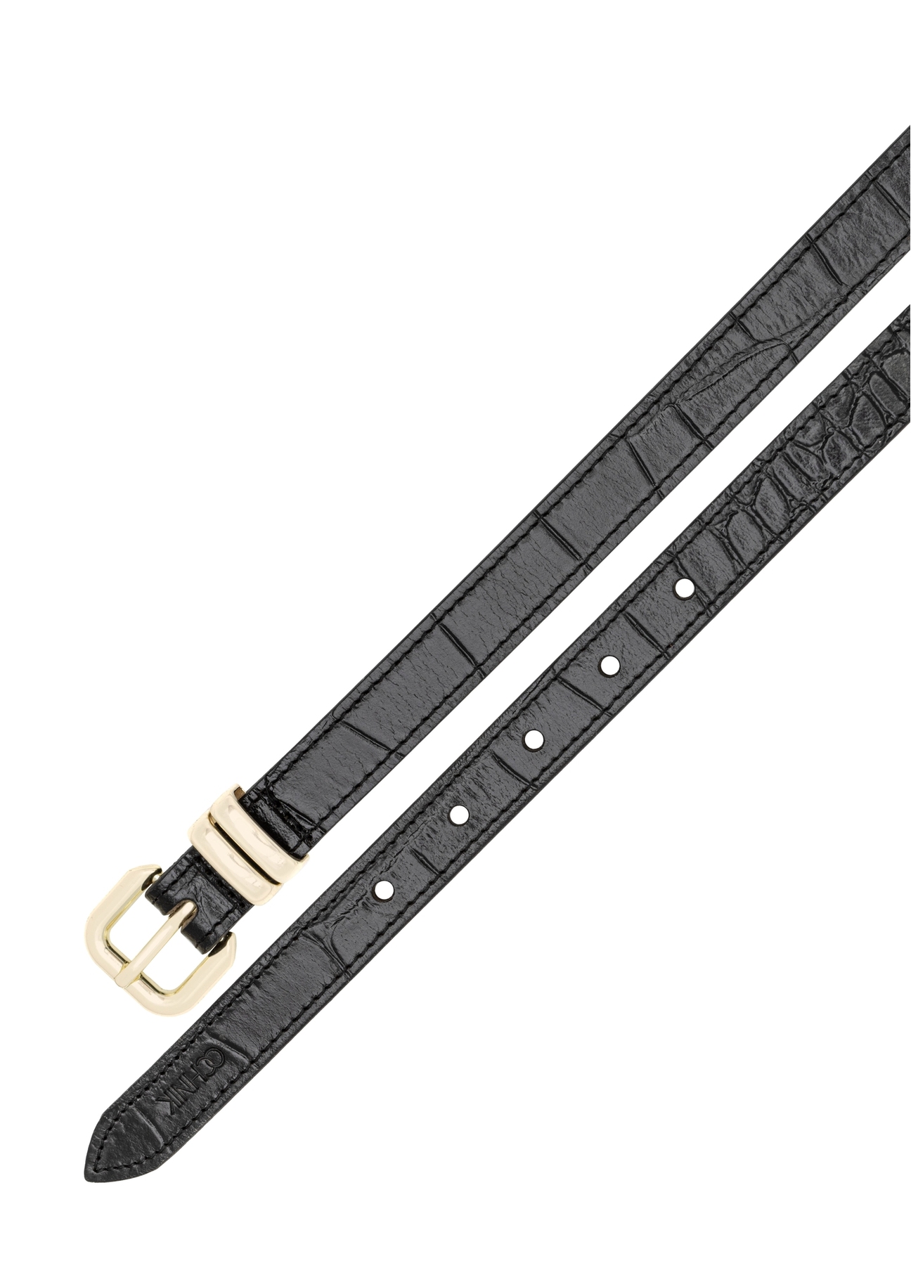 Czarny skórzany pasek damski croco PASDS-0321-9G(W26)