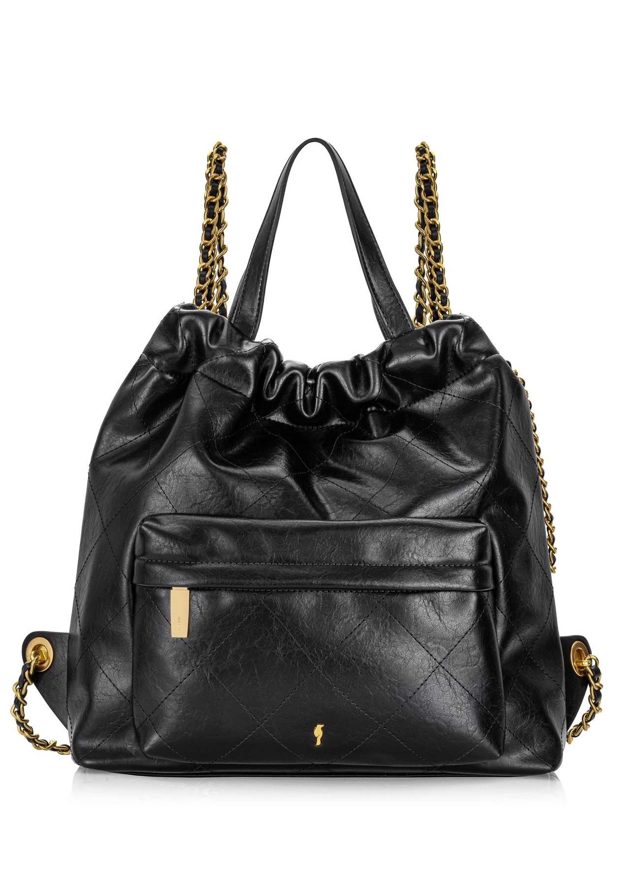 Pikowany czarny worek z imitacji skóry damski TOREC-0986-99(Z24)-01