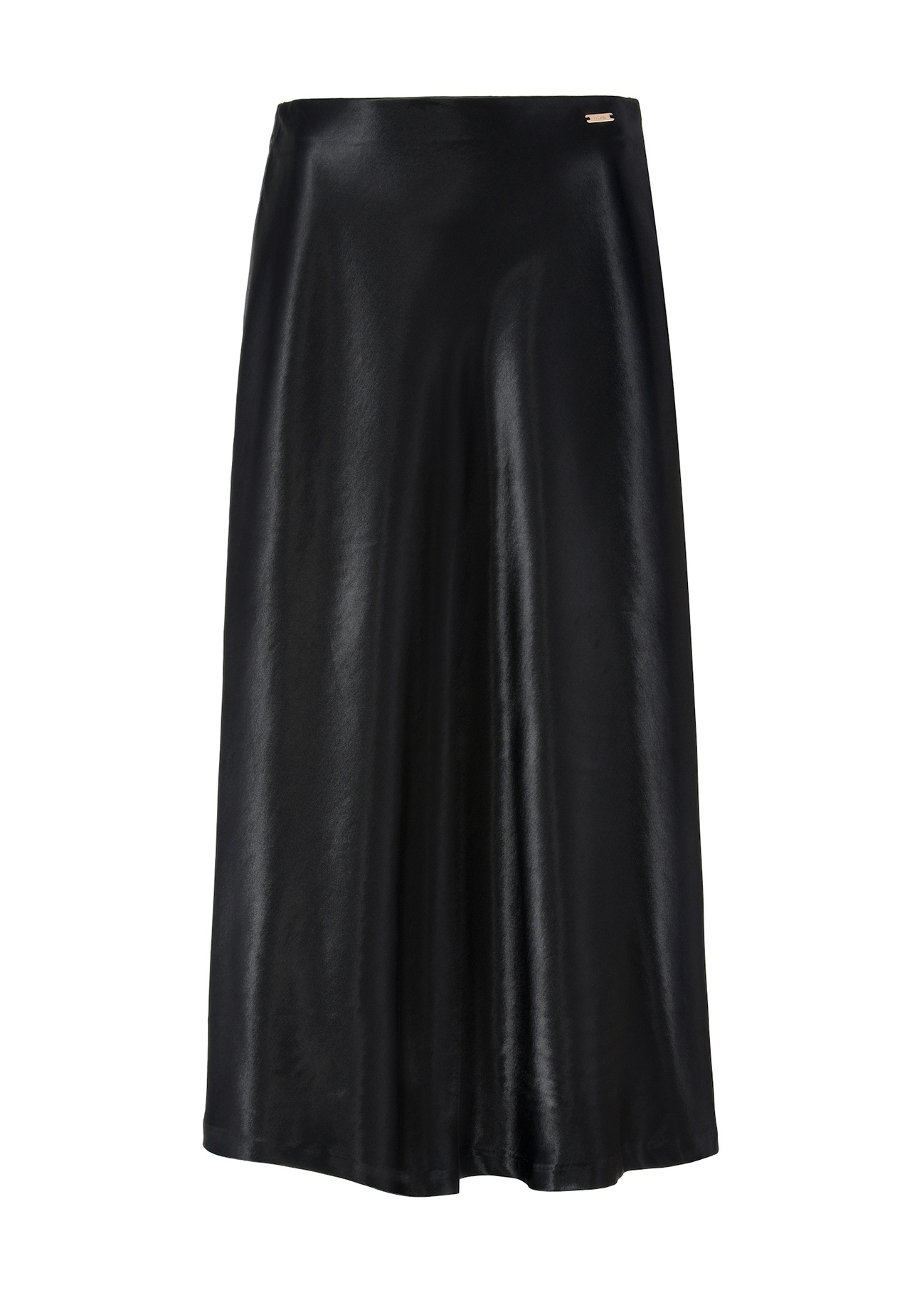 Czarna satynowa spódnica midi SPCDT-0105-99(W25)