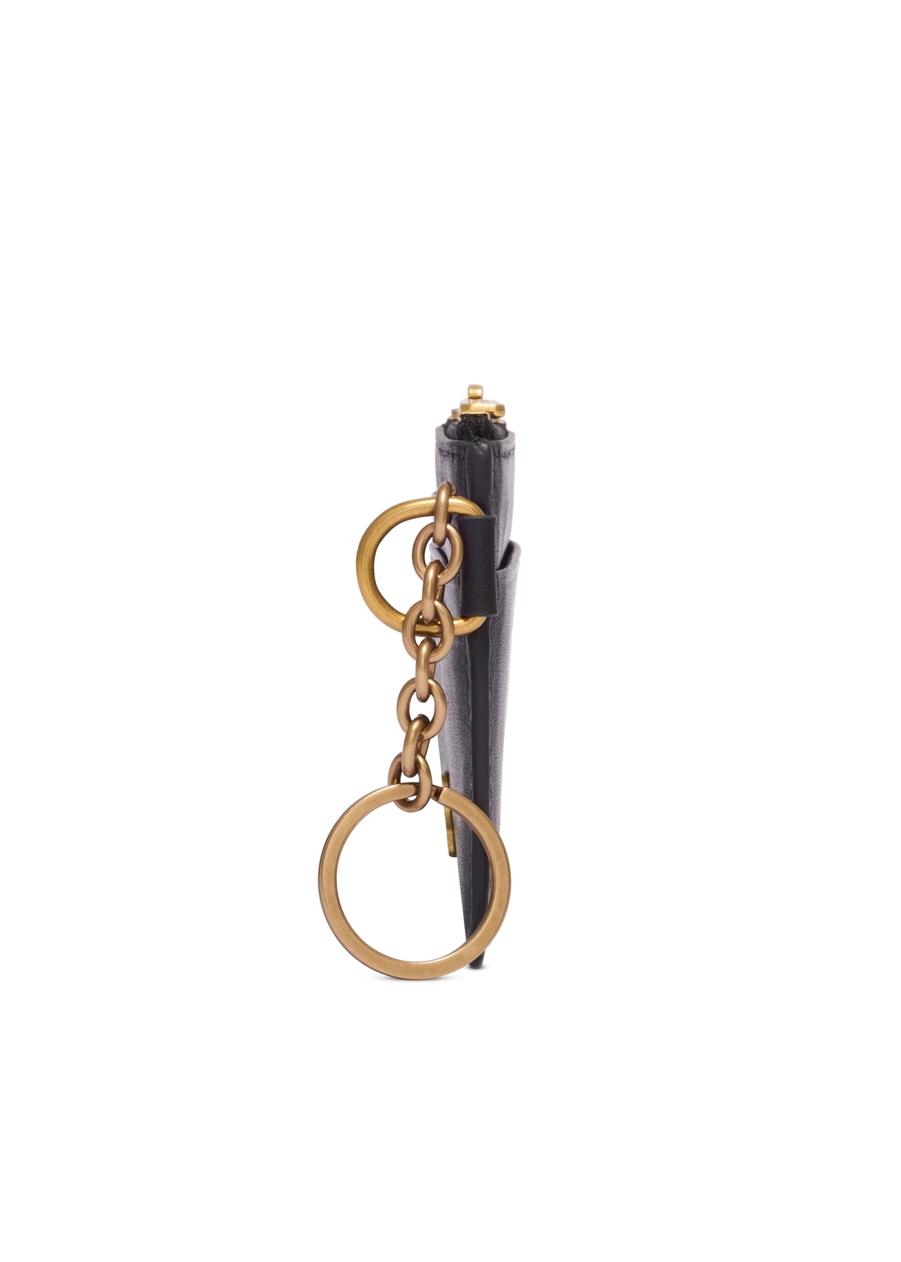 Małe czarne skórzane etui PORES-0995-99(Z26), widok produktu z boku na białym tle.