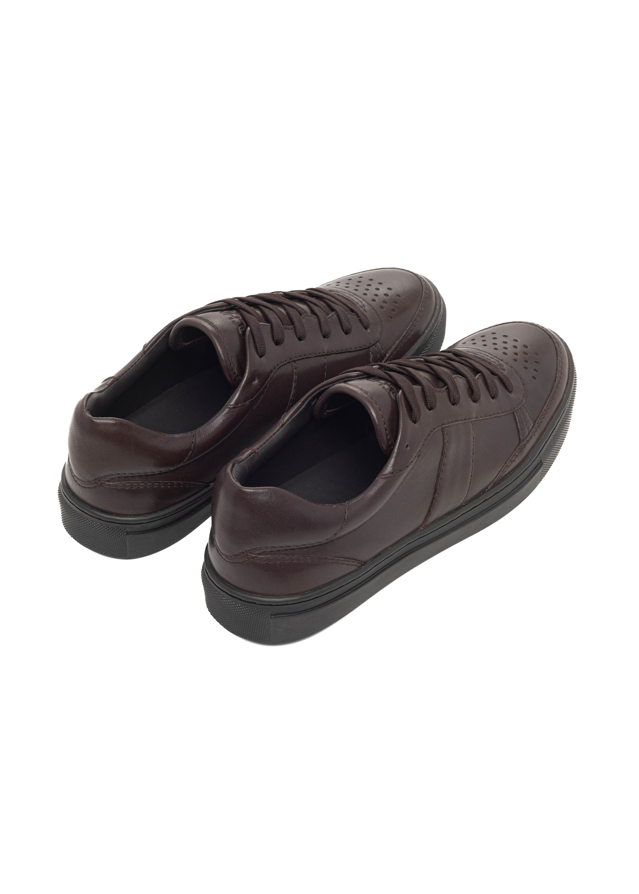Skórzane sneakersy damskie w kolorze ciemnobrązowym BUTYD-1294-1I(Z26)