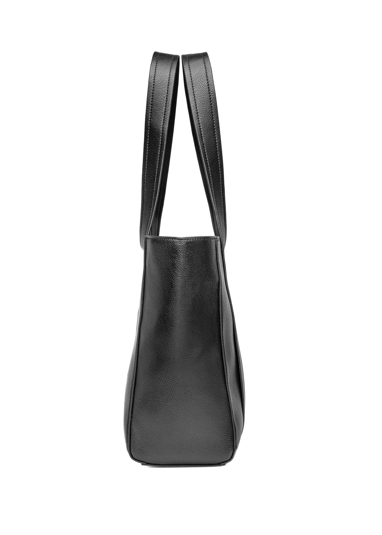 Czarna torebka damska shopper TOREC-1133-99(W26), widok produktu od boku na białym tle.