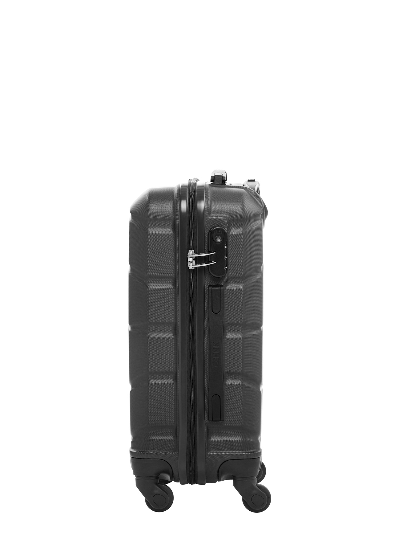 Walizka mała na kółkach WALAB-0077-9I-19(W26) - widok produktu z boku, na białym tle.