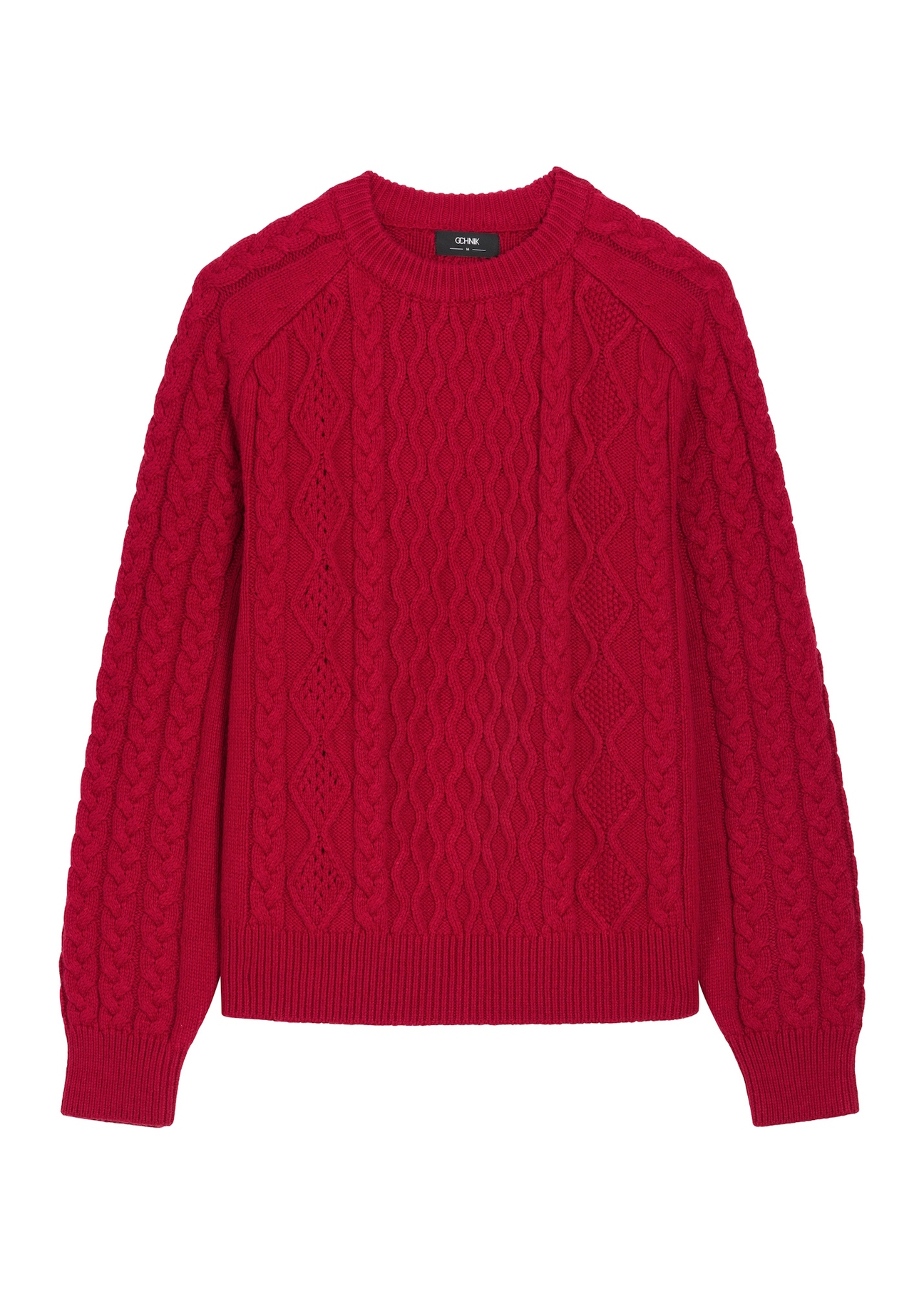 Ciemnoczerwony sweter damski SWEDT-0277-4C(Z26), widok produktu z przodu na białym tle.