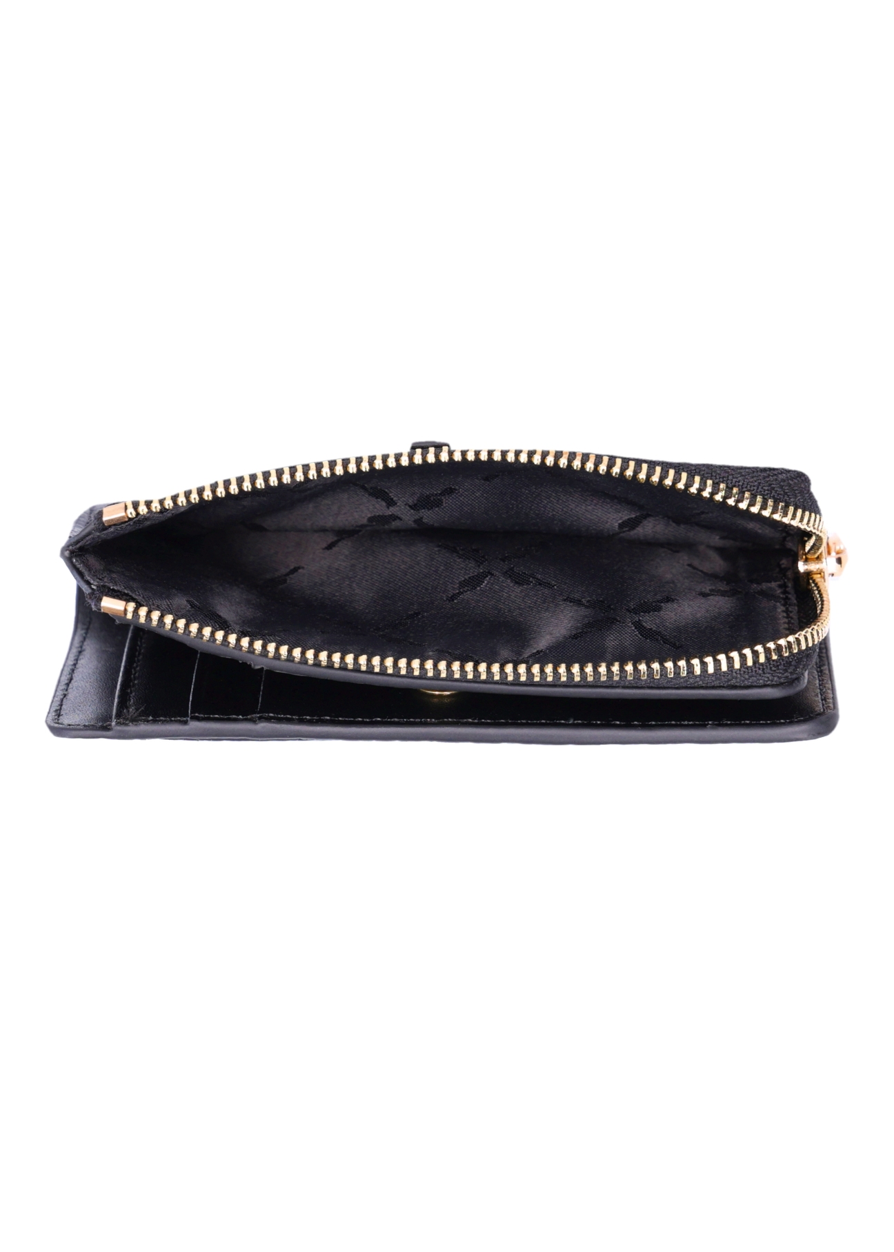 Czarny skórzany portfel damski PORES-1019-9I(Z26), widok produktu w środku na białym tle.