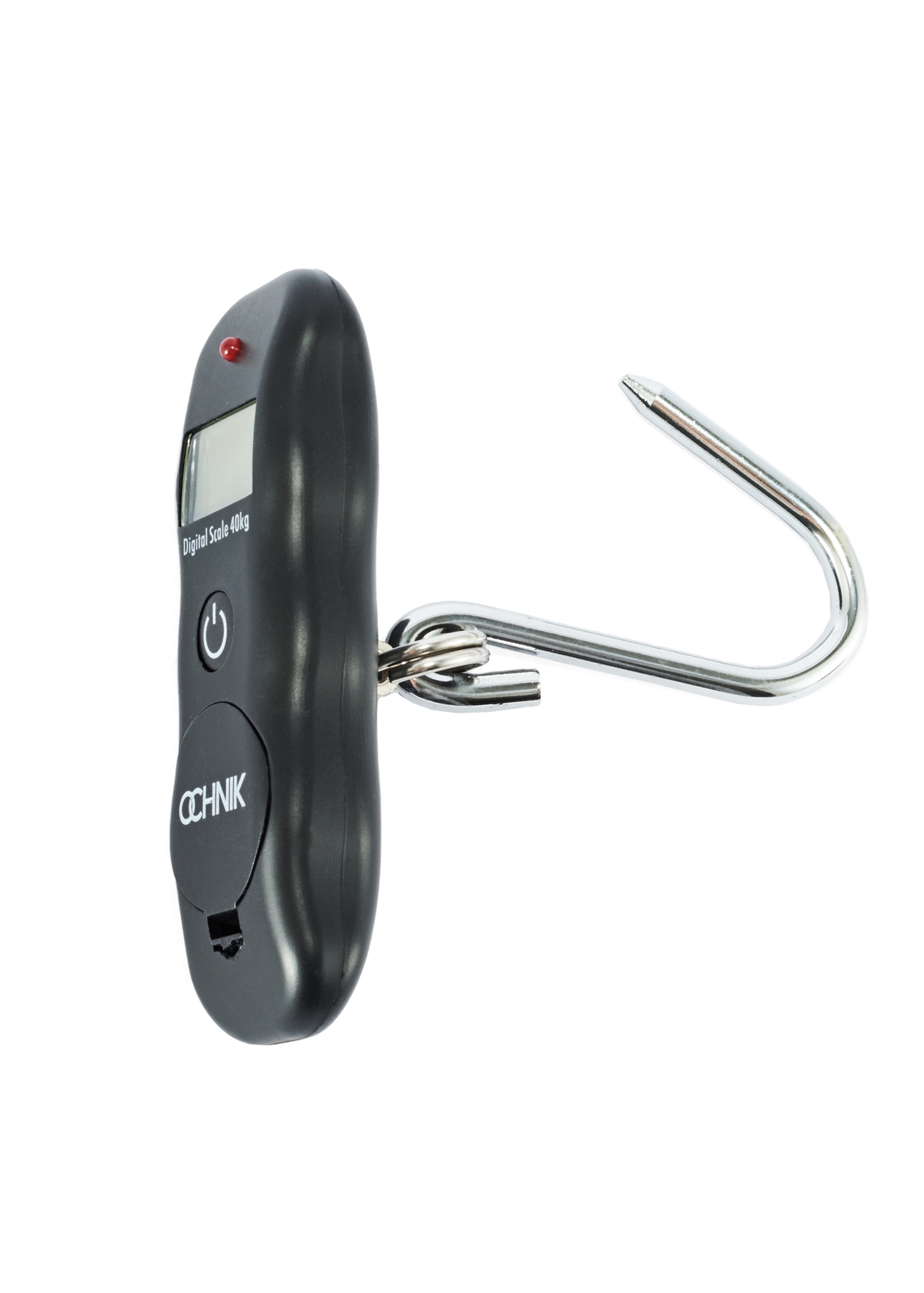 Cyfrowa waga do bagażu AW-010-0001-99(W25), widok produktu skosem bez opakowania na białym tle.