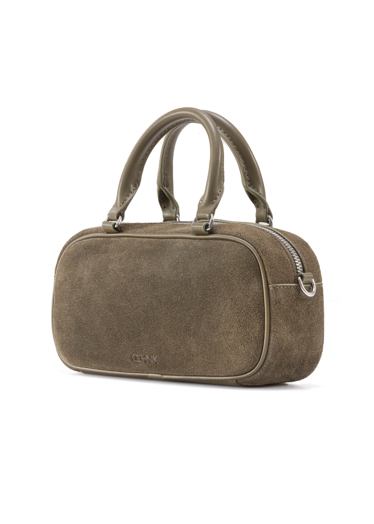 Torebka damska khaki na ramię TORES-1193-55 (Z25), widok produktu skosem na białym tle.