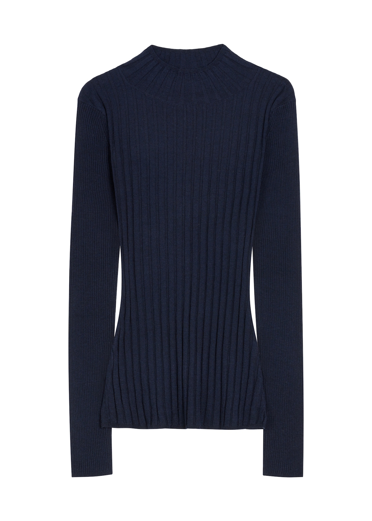 Ciemnogranatowy sweter damski z domieszką kaszmiru SWEDT-0288-7E(Z26), widok produktu z przodu na białym tle.