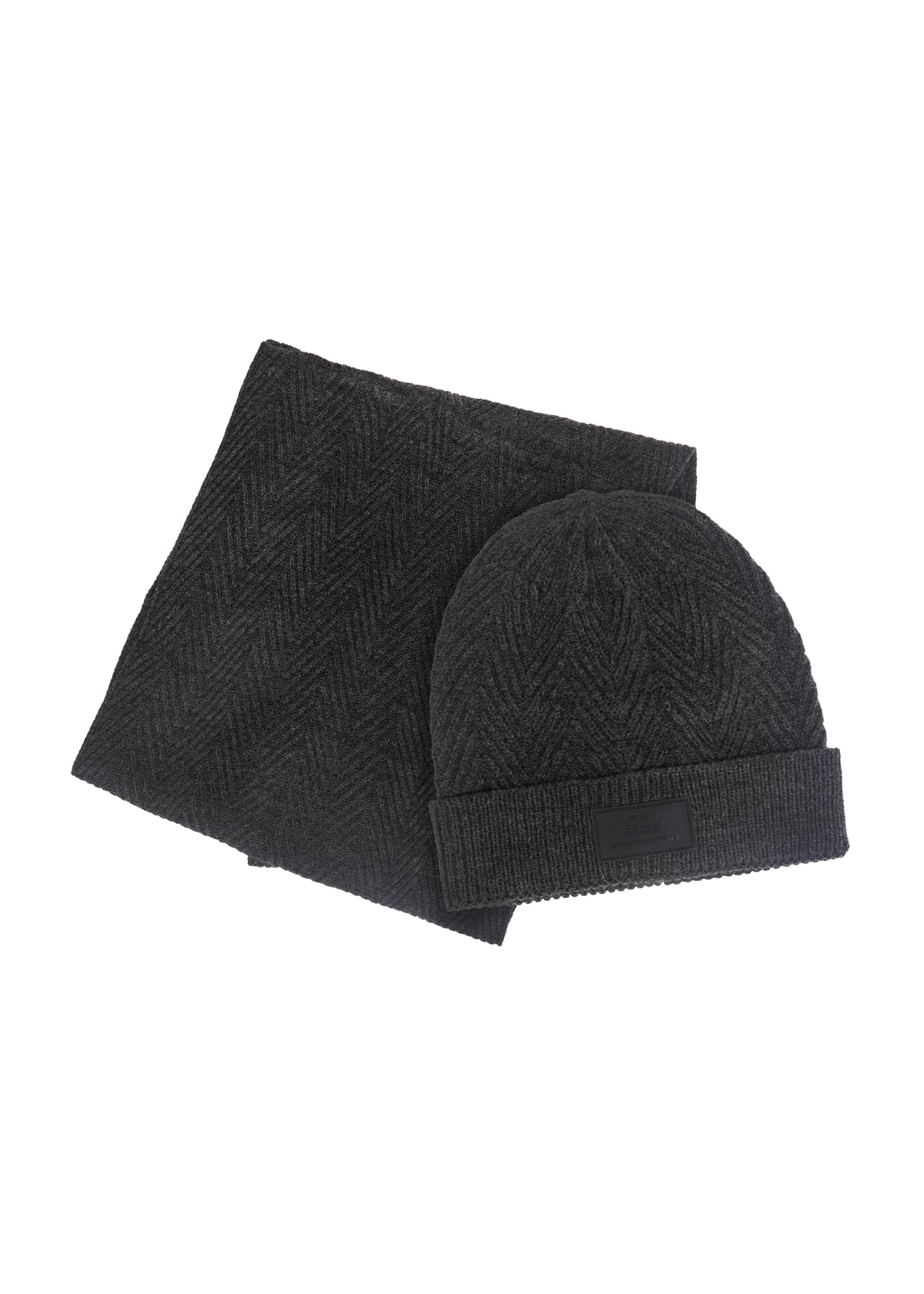 Szary zestaw męski czapka i szalik ZESTM-0004-95(Z24)-01
