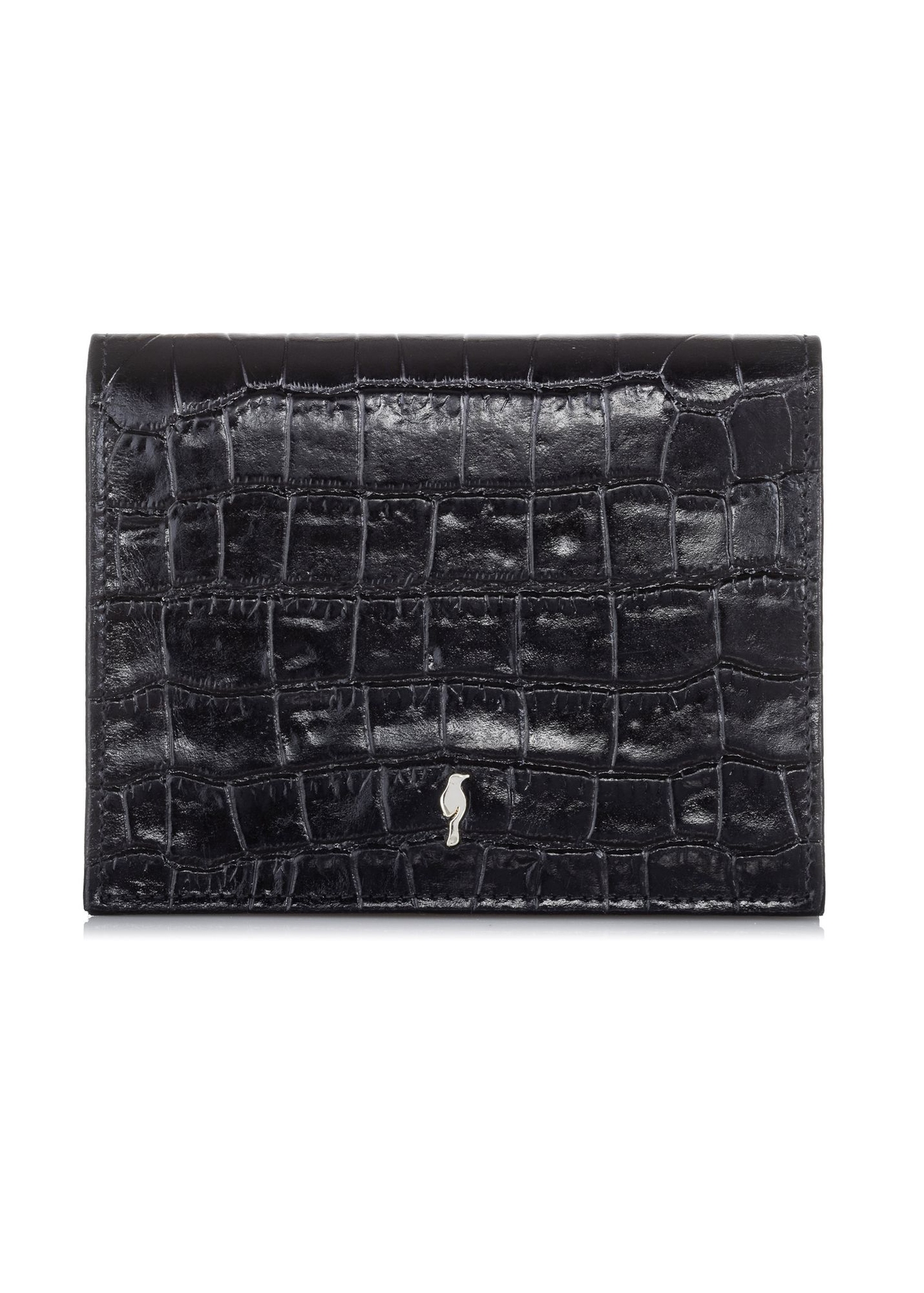 Mały czarny portfel damski croco PORES-0846-99(W23)-01