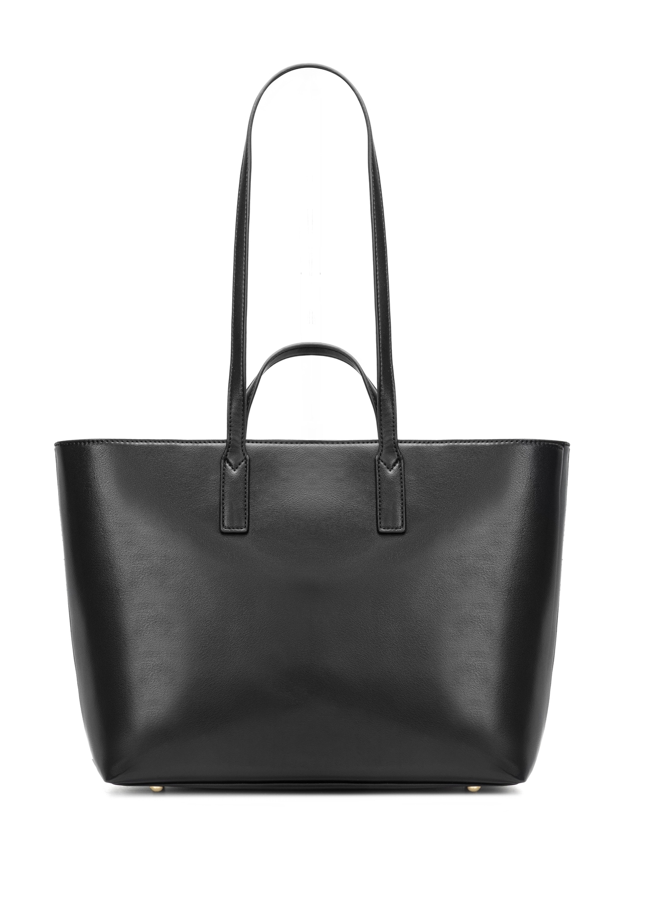 Czarna torebka damska shopper TOREC-1204-99(W26), widok produktu z tyłu na białym tle.
