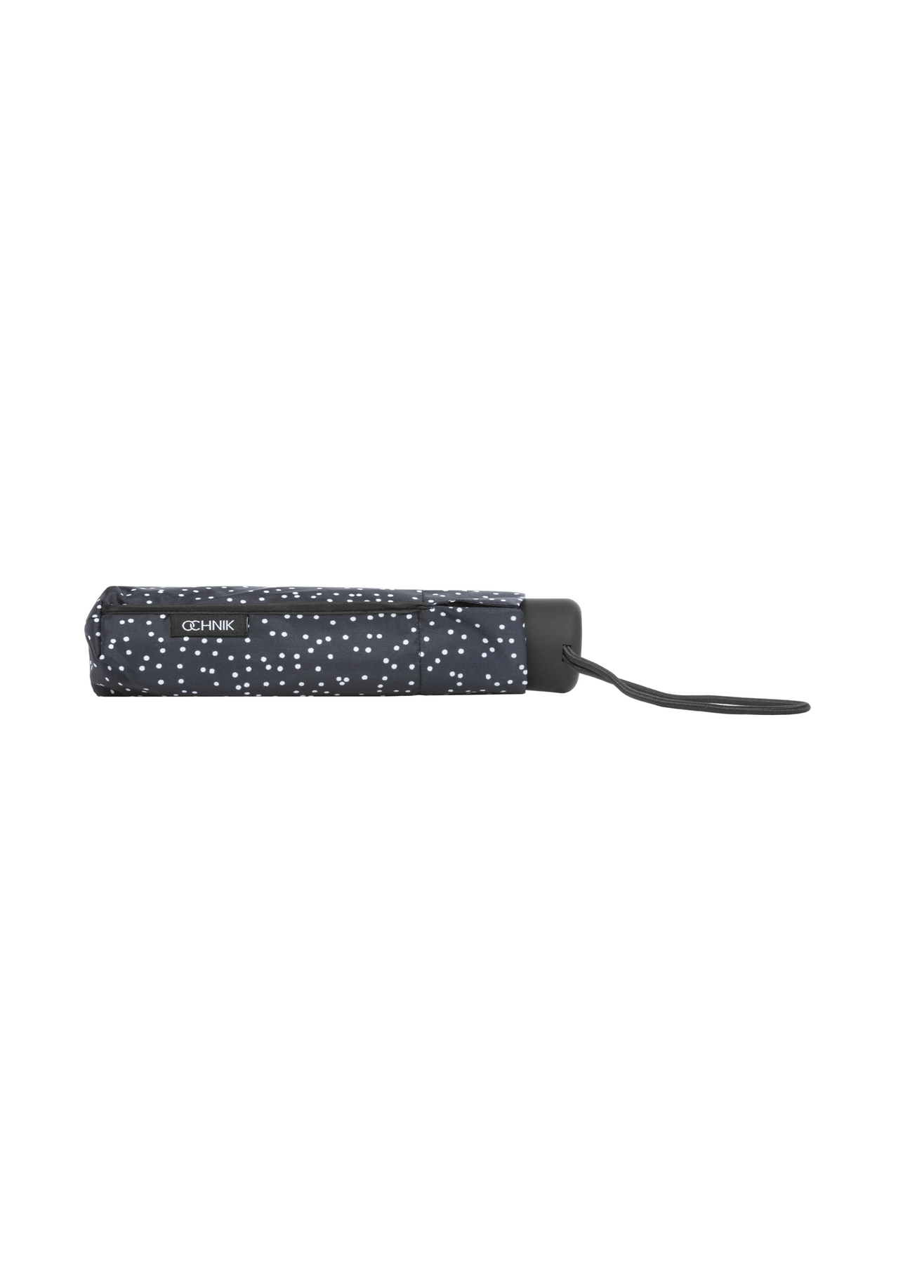 Składany mały parasol damski w kropki PARSD-0036-9P(W26), widok złożonego produktu na białym tle.