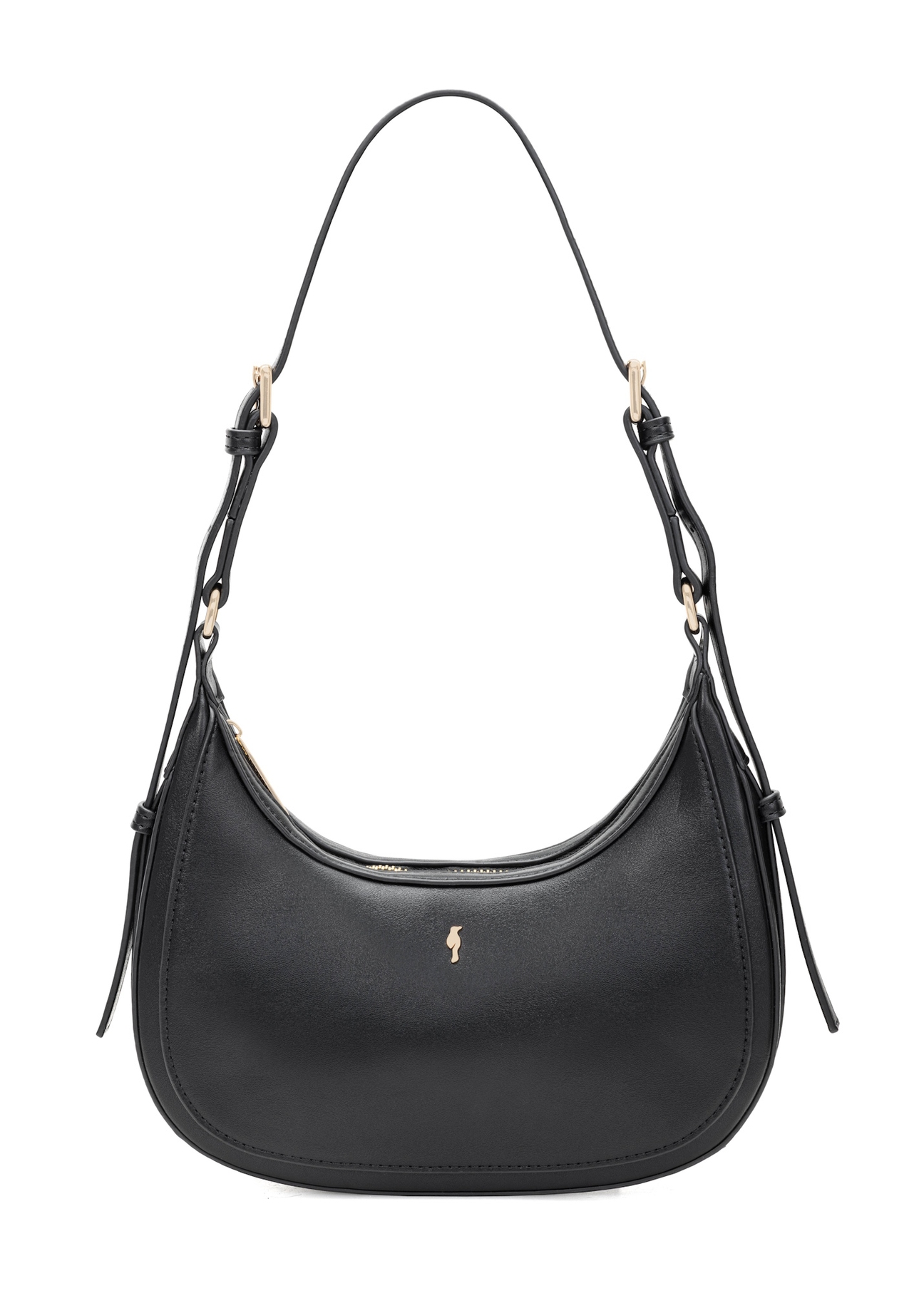 Czarna mała torebka hobo TOREC-1136-99(W26), widok produktu z przodu na białym tle.