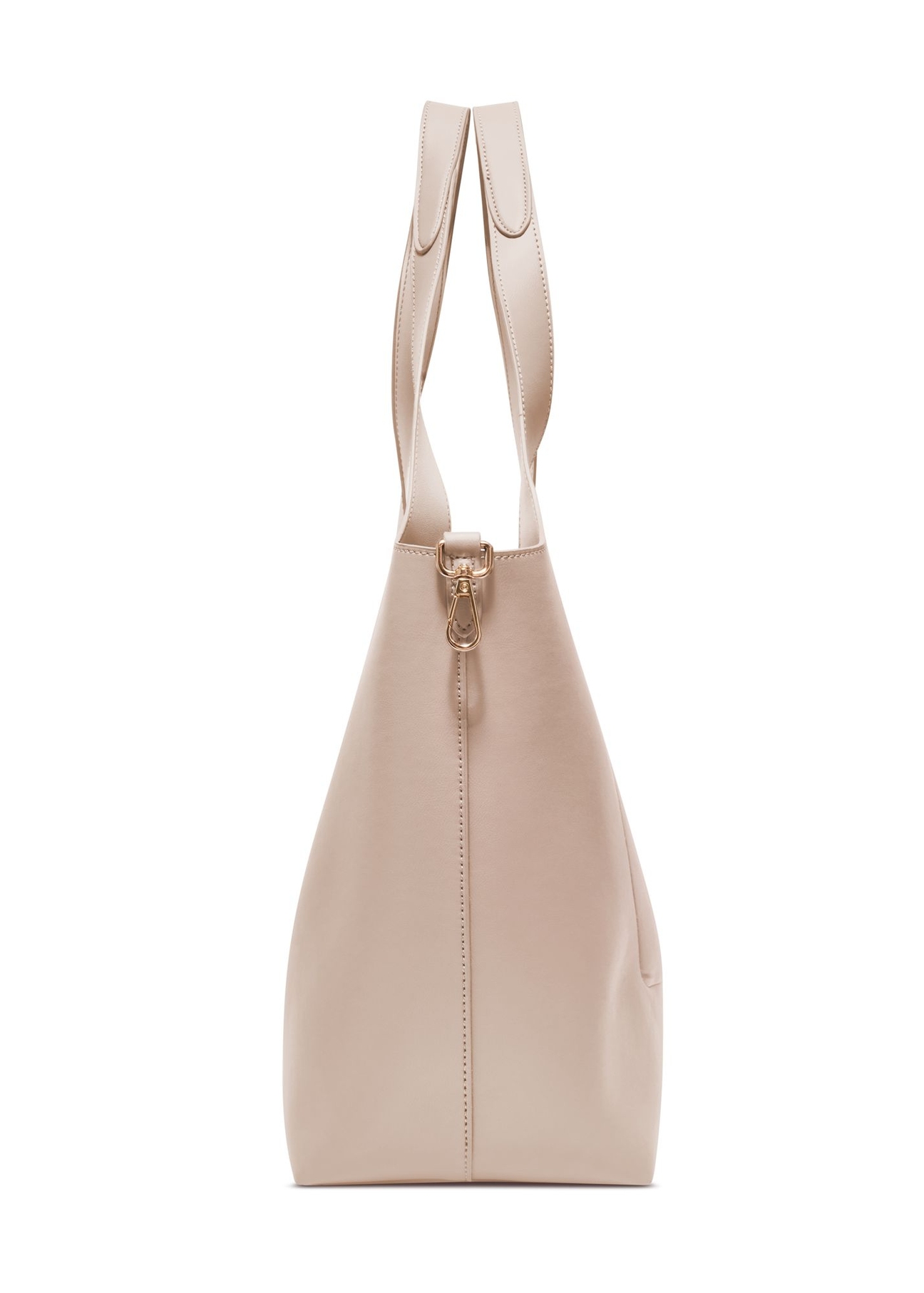 Torebka shopper damska w kolorze ecru TOREC-1259-0B(Z26) - widok produktu z boku, na białym tle.