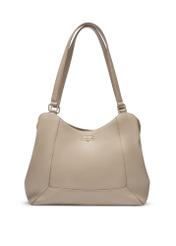 Beżowa skórzana torebka shopper damska TORES-1264-1B(W26), widok produktu z przodu na białym tle.