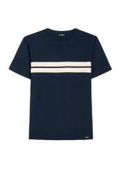 Granatowy bawełniany t-shirt męski TSHMT-0129-68(Z25) - widok produktu z przodu na białym tle.