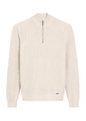 Beżowy sweter męski SWEMT-0175-80(Z25), widok produktu z przodu na białym tle.