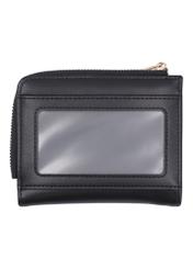 Czarny mały portfel damski POREC-0400A-99(Z26), widok produktu z tyłu na białym tle. 
