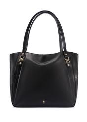 Czarna skórzana torebka shopper TORES-1223-99(W26), widok produktu z przodu na białym tle.