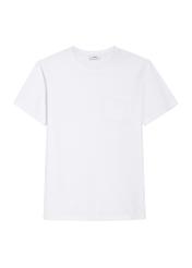 Biały T-shirt męski TSHMT-0137-0A(W26), widok produktu z przodu na białym tle.