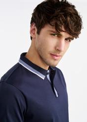 Granatowa koszulka polo z bawełny POLMT-0080-69(W25)-02