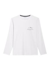 Biały longsleeve męski z nadrukiem LSLMT-0014-0A(Z26), widok produktu z przodu na białym tle.