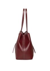 Bordowa duża torebka shopper TOREC-1381-4C(Z26), widok produktu z boku na białym tle.