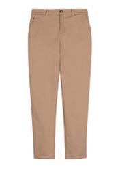 Camelowe spodnie damskie SPODT-0120-1D(W26), widok produktu z przodu na białym tle.