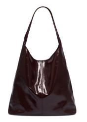 Bordowa skórzana torebka shopper TORES-1372-4D(Z26), widok produktu z tyłu na białym tle.