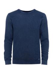 Granatowy sweter męski z bawełny SWEMT-0161-69(W25), widok produktu z przodu na białym tle.