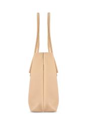 Beżowa torebka shopper damska TOREC-0938-1A(W26), widok produktu z boku na białym tle.