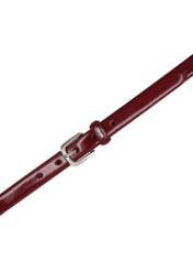 Ciemnoczerwony skórzany pasek damski PASDS-0300-4C(Z26), widok produktu z góry na białym tle.