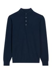 Ciemnogranatowy sweter męski z domieszką wełny SWEMT-0215-7E(Z26), widok produktu z przodu na jasnym tle.