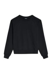 Czarna bluza damska BLZDT-0114-99(Z25) - widok produktu z przodu na białym tle.