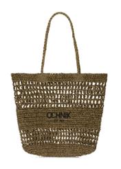 Słomkowa khaki torebka shopper damska TOREC-0924A-55(W25), widok produktu z przodu na białym tle.