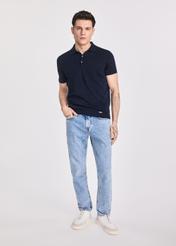 Granatowa bawełniana koszulka polo POLMT-0075-69(W25)-02