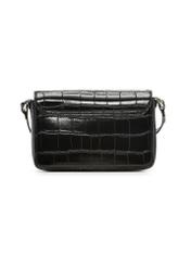 Elegancka czarna torebka damska croco TOREC-1251-9G(Z26) - widok produktu z tyłu, na białym tle.