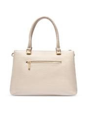Skórzana kremowa torebka damska shopper TORES-1204-0B(W26), widok produktu z tyłu na białym tle.