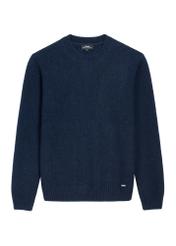 Granatowy sweter męski z wełną SWEMT-0173-7E(Z26), widok produktu z przodu na białym tle.